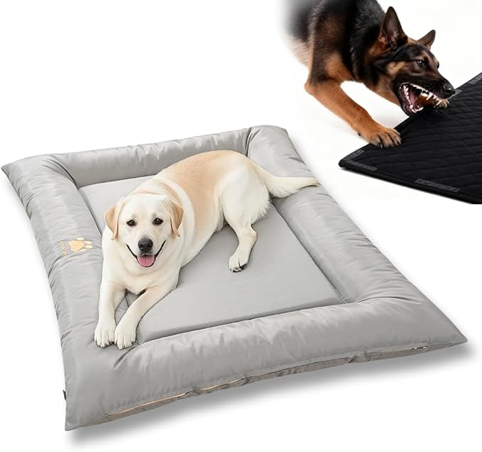 SOMAHE Dog Bed for Dog Crate Oxford Puppy Crate Pad Waterproof Pet Beds Outdoor Cage Mat Easy Rinse Grey 42×28×3 Inch