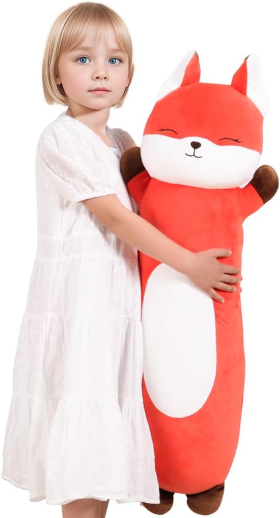 Dalmao 36 inch Orange Fox Stuffed Animal, Soft Long Pillow, Giant Cute Fox Body Pillow Plushies Toy Gift for Kids, Boys Birthday, Halloween, Christmas
