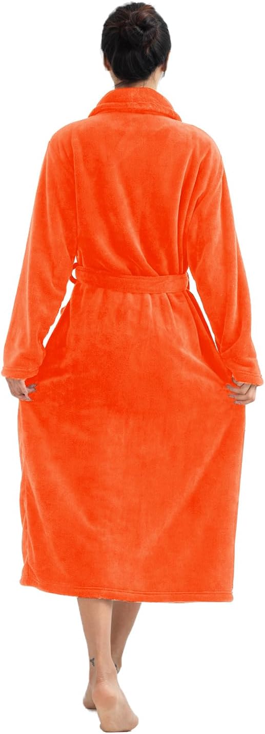 RONGTAI Womens Bathrobe Ladies Fleece Plush Warm Long Robes Fleece Nightgown Sleepwear