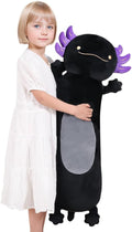 Dalmao 36" Giant Black Axolotl Stuffed Animal, Cute Soft Long Axolotl Plush Body Squishy Pillow Big Plushies Toy, Gift for Kids, Boys, Birthdays, Halloween, Christmas