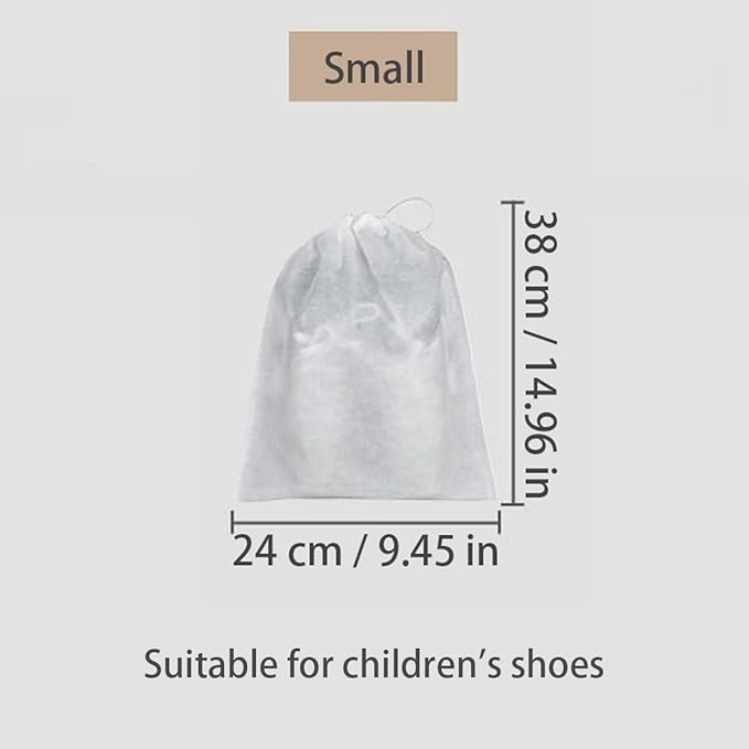 Ginojex Non-woven Fabric Storage Bags 10Pcs Travel Shoe Bags Dust Cover Pouch Portable Drawstring Home Packing Bags (Small)