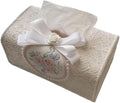 Tissue Cover Holder Fabric Art Cute Tissue Box Cover Dispenser Napkin Organizer for Bathroom Bedroom Office and Car (A-Beige)