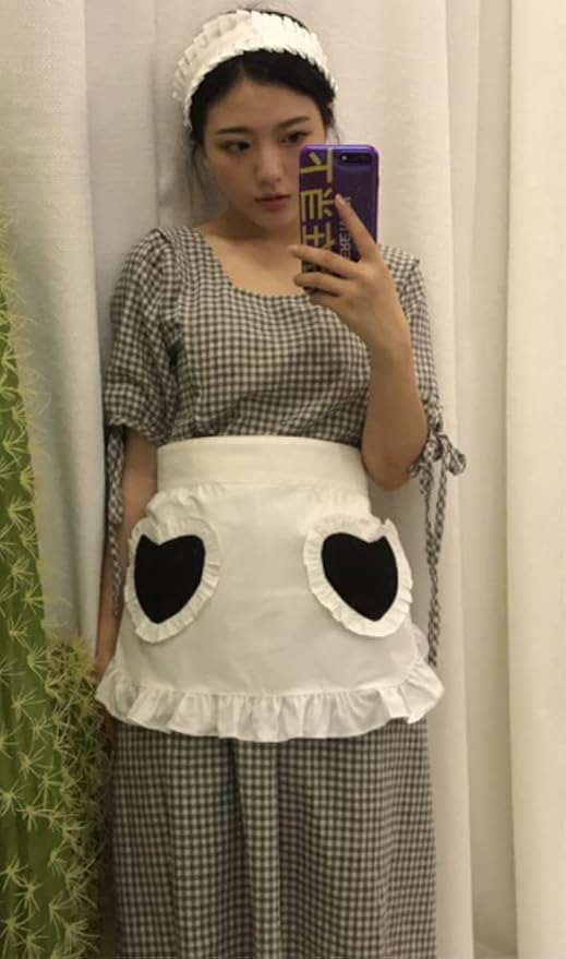 CRB Fashion Waist Apron Kitchen Cooking Restaurant Cotton Bistro Half Aprons with Pockets For Woman