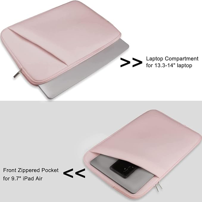 Laptop Case 14 inch, Durable Carrying Sleeve Bag Shockproof Protective Case Cover, Handbags Briefcase Laptop Bag Compatible with 14" MacBook Air/Pro HP Asus Lenovo Notebook Computer, Pink