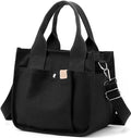 Small Canvas Tote Bag with Zipper, Canvas Multi-Pocket Crossbody Bag Purse Top Handle Satchel Handbags