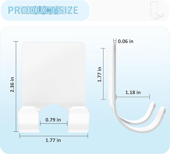 VIS'V Shower Wall Razor Holder, Metal Adhesive Razor Hooks for His and Hers, Waterproof, White, 2 Pcs