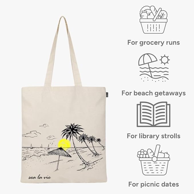 Eco Right Tote Bag for Women, Reusable Grocery Bag, Canvas Tote Bag for Shopping, Cotton Bag for Daily Use, Gifts for Women