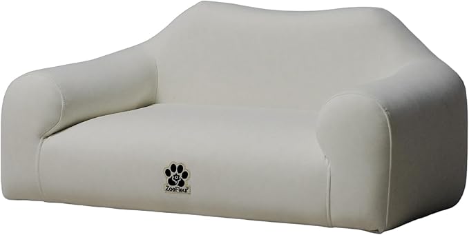 ZoeFleur Pet Sofa Bed, Orthopedic Washable Dog Bed for Small Medium Dogs and Cats, Modern Plush Pet Furniture with Removable Cover(White)