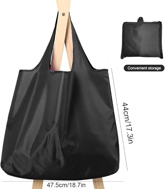 Ksheria Large 50lbs Heavy Duty Reusable Foldable Grocery and Shopping Tote Bags - Washable Polyester Bags in Pocket