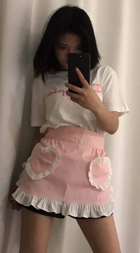 CRB Fashion Waist Apron Kitchen Cooking Restaurant Cotton Bistro Half Aprons with Pockets For Woman