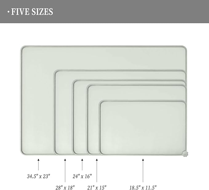 Reopet Waterproof Pet Feeding Mat with High Raised Edges, Heavier and Thicker Placemats for Cat Dog Water Bowl with BPA Free, Dogs Cats Food Mats for Messy Drinkers to Prevent Spill and Protect Floors