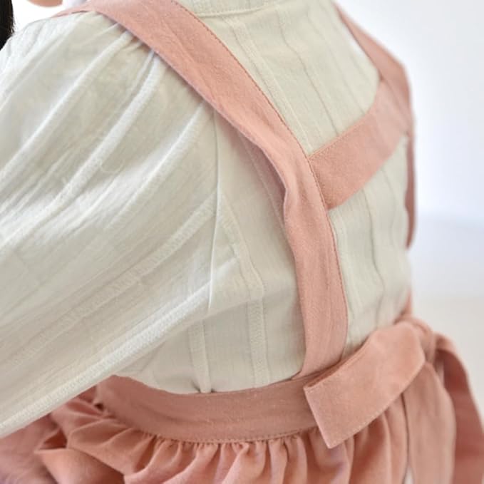 OBEEII Kids Aprons for Cooking Cotton Linen Children Baking Kitchen Gardening Painting Apron Pinafore Dress with Pockets