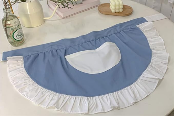 CRB Fashion Waist Apron Kitchen Cooking Restaurant Cotton Bistro Half Aprons with Pockets For Woman
