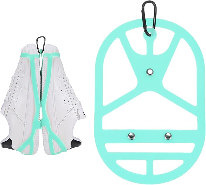 TIXIPEM Shoe Holster for Backpack [1SET] - Elastic Silicone Footwear Holder with Clip Use for Travel & Outdoors & Sports - [Cyan-Blue-L] Hang Extra Shoes Cleats Boots