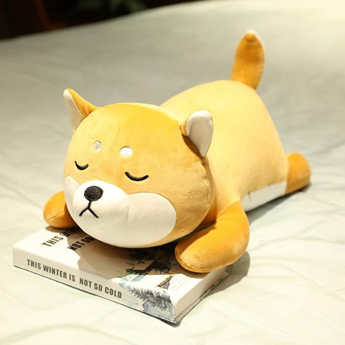 ERDAO Shiba Inu Plush Pillow,Soft Corgi Stuffed Animals Toy Cute Sleeping Puppy Doll Gifts for Kids (Smiling Eyes, 13.7 inch)