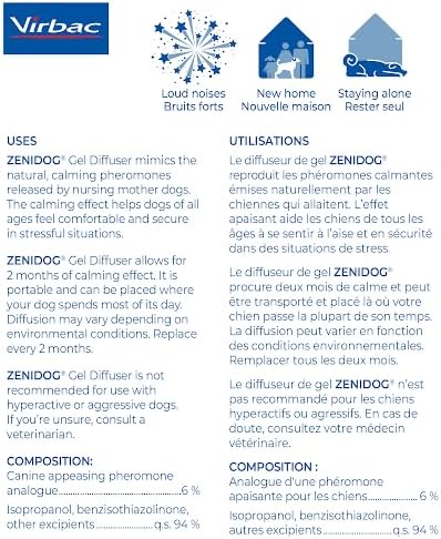 VIRBAC ZENIDOG Gel Diffuser - Dog Calming Pheromone Diffuser for Stress Relief No Electricity Required and Lasts up to 2 Months