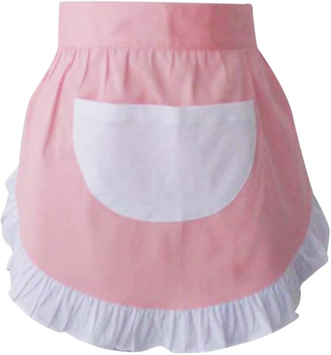 CRB Fashion Waist Apron Kitchen Cooking Restaurant Cotton Bistro Half Aprons with Pockets For Woman