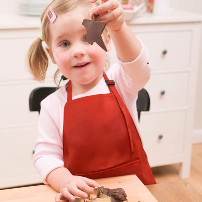SINLAND Kids Apron with Pocket 2 Pack Children Chef Apron for Cooking Baking Painting