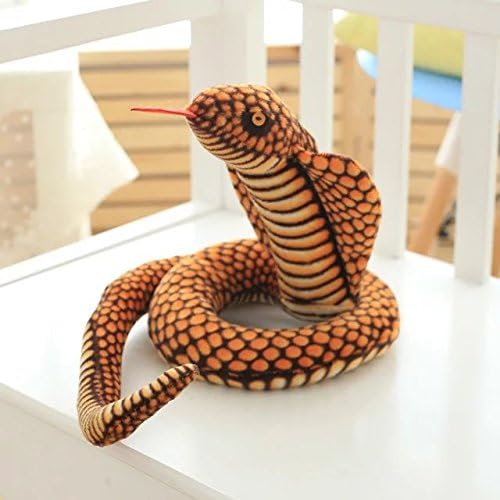 VSFNDB Stuffed Cobra Snake Animal Plush Toy 44 Inches Realistic Long Qamra The Queen Cobra Animal Stuffed Plushies Naja Nivea Cape Cobra Python Stuff Dolls Gift for Children Kids Boys Girls, 44Inches