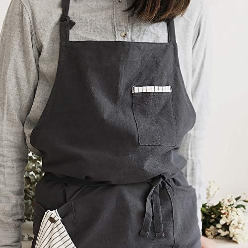 Soft Cotton Linen Apron - Retro Linen Art Apron, Adjustable Casual Apron with Towel, Great for Florist and Kitchen