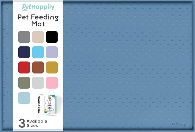 PetHappily Dog Food Mat - Raised Edges Dogs Mat for Food and Water Prevent Spill, Waterproof Cat Food Mats Protect Floors, Easy Clean Dog Bowl Mats for Food and Water, Silicone Pet Food Tray