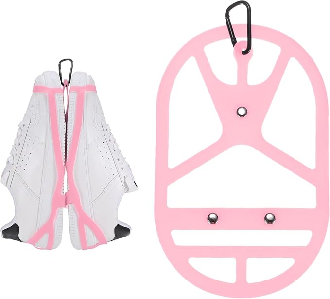 TIXIPEM Shoe Holster for Backpack [1SET] - Elastic Silicone Footwear Holder with Clip Use for Travel & Outdoors & Sports - [Pink-XL] Hang Extra Shoes Cleats Boots