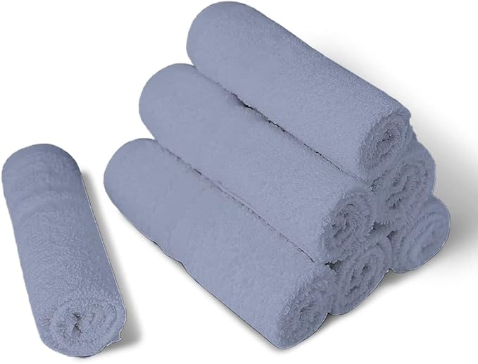 TOALLA 100% Cotton Washcloths - 60 Pack|700 GSM|Soft Face & Body Washcloths|Highly Absorbent|12 x 12 Inches|Blue
