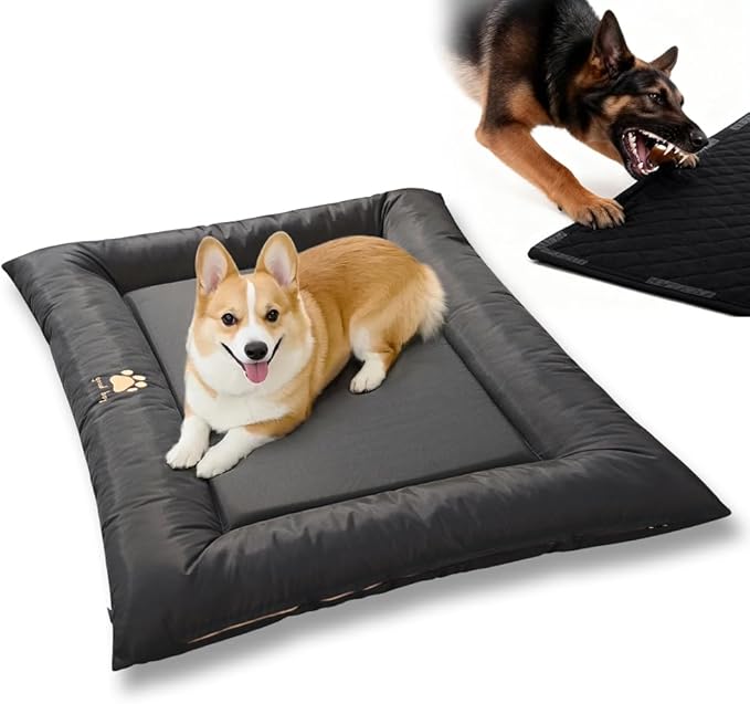 SOMAHE Dog Bed for Dog Crate Oxford Puppy Crate Pad Waterproof Pet Beds Outdoor Cage Mat Easy Rinse Black 36×23×3 Inch