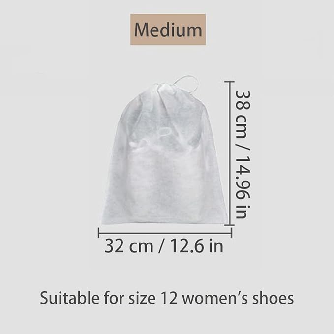 Ginojex Travel Shoe Bags 10Pcs Non-woven Fabric Storage Bags Portable Dust Cover Pouch Packing Bags with Drawstring (Medium)