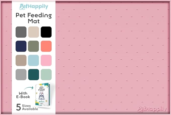 PetHappily Dog Food Mat - Raised Edges Dogs Mat for Food and Water Prevent Spill, Waterproof Cat Food Mats Protect Floors, Easy Clean Dog Bowl Mats for Food and Water, Silicone Pet Food Tray