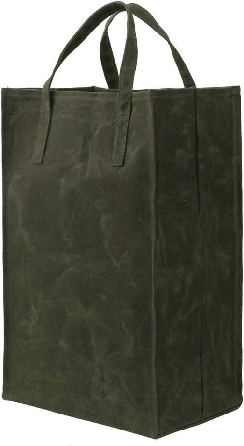 Kaaltisy Waxed Canvas Grocery Bag Eco-Friendly Reusable Shopping Bags Foldable Organic and Vegan Shopping Bags, Tall, Soft Handfeel