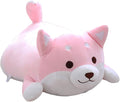 Shiba Inu Dog Plush Pillow, Cute Soft Corgi Stuffed Animals Doll Toys Gifts for Valentine, Christmas, Birthday, Bed, Sofa Chair (Pink Round Eye, 13.5in)