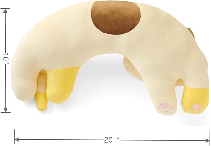 Furvana U-Shaped Cat Plush Pillow, Cute Plushies, 20" - Ultrasoft Cat Stuffed Animal, Birtday Gift (Bicolor)