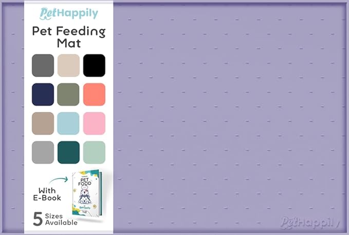 PetHappily Dog Food Mat - Raised Edges Dogs Mat for Food and Water Prevent Spill, Waterproof Cat Food Mats Protect Floors, Easy Clean Dog Bowl Mats for Food and Water, Silicone Pet Food Tray