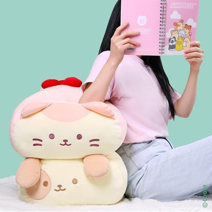 Anirollz Stuffed Animal Plush Toy – 20" Jumbo Plush Doll | Soft, Squishy, Cute, Comfort, Safe | Birthday Gift Pillow with Cute Character Fox Foxiroll