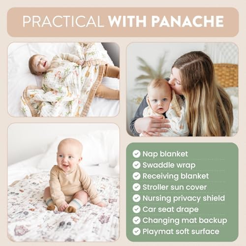 Organic Cotton Muslin Baby Blanket for Boys and Girls - Luxurious Soft Toddler Quilt for Swaddling - Gender Neutral Blanket - Baby and Toddler Gift - Neutral Star