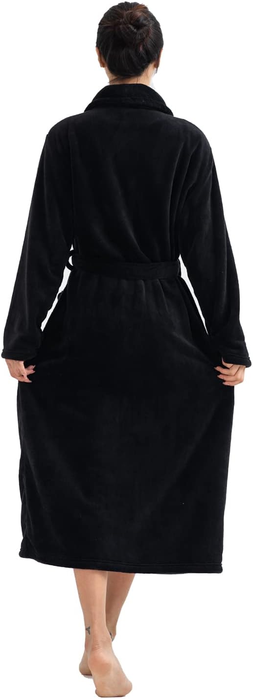RONGTAI Womens Bathrobe Ladies Fleece Plush Warm Long Robes Fleece Nightgown Sleepwear