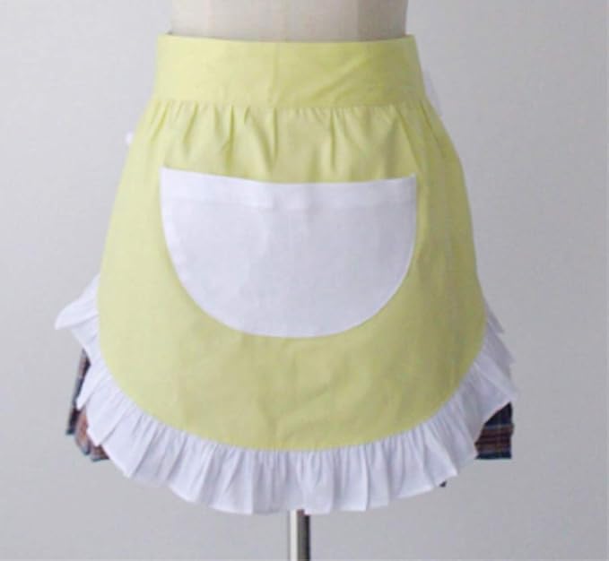 CRB Fashion Waist Apron Kitchen Cooking Restaurant Cotton Bistro Half Aprons with Pockets For Woman