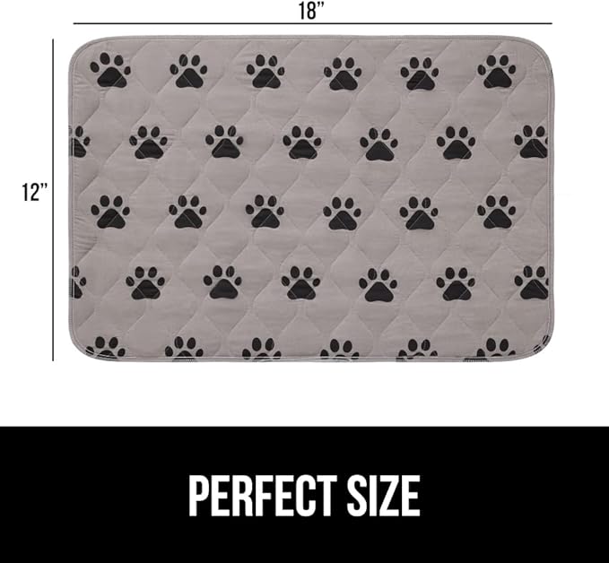 GORILLA GRIP Washable Puppy Pads, Slip Resistant Dog Crate Mat, Waterproof Cloth Pee Pad for Training Puppies in Playpen, Reusable Pet Incontinence Blanket, Protects Sofa, Furniture, 18x12 Pack of 2