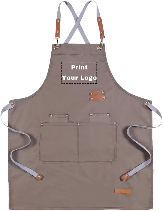 YOWESHOP Personlized Chef Apron Cross Back Apron with Adjustable Straps Canvas Embroidered & Printing