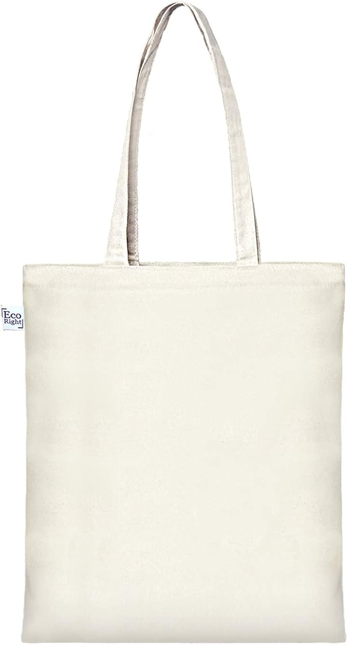 Ecoright Tote Bag for Women with Zipper, Small Tote Bag, Canvas Bag, Reusable Cotton Bag for Beach, Grocery, School & Work