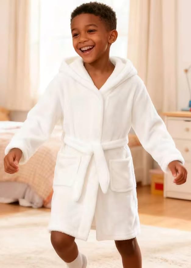 Fraprasty Boys Girls Hooded Robe Soft Touch Robe Kids Terry Cloth Cotton Spa Bathrobe Sleepwear 2-14 Years
