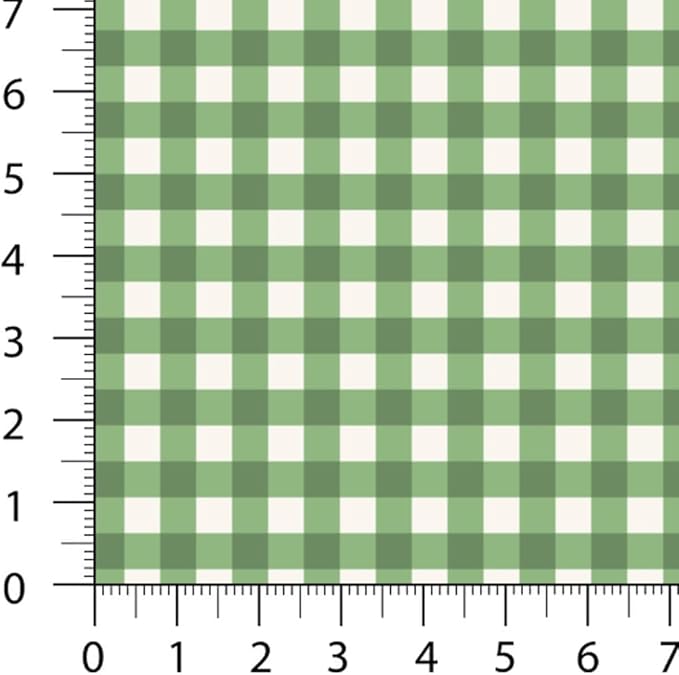 Patchwork Fabric Panel 100x155 cm, 100% Cotton Satin, 6 Coordinated Botanical & Gingham Patterns, Green Nature Quilting & Sewing Fabric (Fresh Herbs, 6pcs 50x50cm)