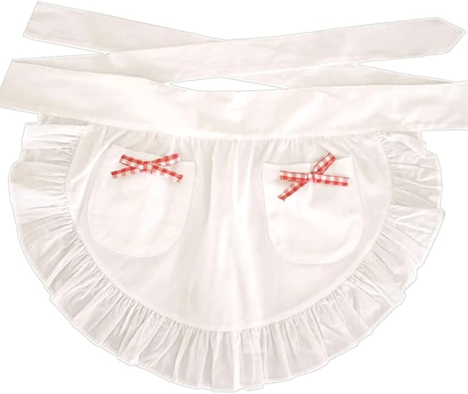 CRB Fashion Waist Apron Kitchen Cooking Restaurant Cotton Bistro Half Aprons with Pockets For Woman