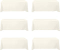 BRILLMAX 6 Pack Ivory Tablecloths for 8 Foot Rectangle Tables 90 x 156 Inch - 8ft Rectangular Bulk Linen Polyester Fabric Washable Cloth Cover for Wedding Reception Banquet Birthday Party