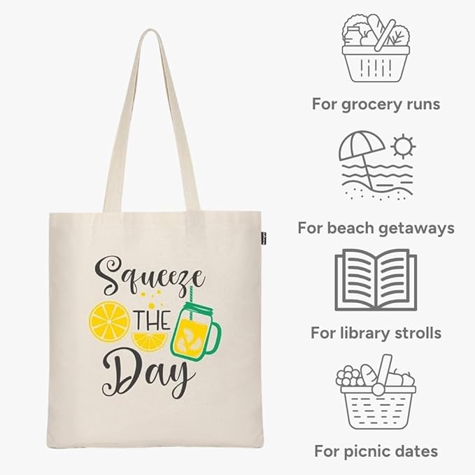 Eco Right Tote Bag for Women, Reusable Grocery Bag, Canvas Tote Bag for Shopping, Cotton Bag for Daily Use, Gifts for Women