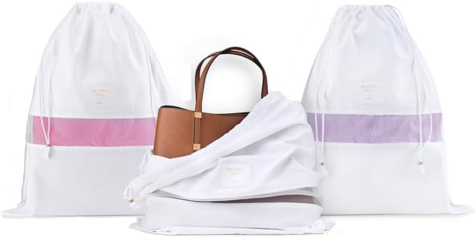 Hayden Hill Luxury Organic Cotton Dust Bags For Handbags - 3 Pack Large - 23" Purse Dust Bags, Shoe Bags and Handbag Covers For Storage - Carbon Neutral Protector Dustbags