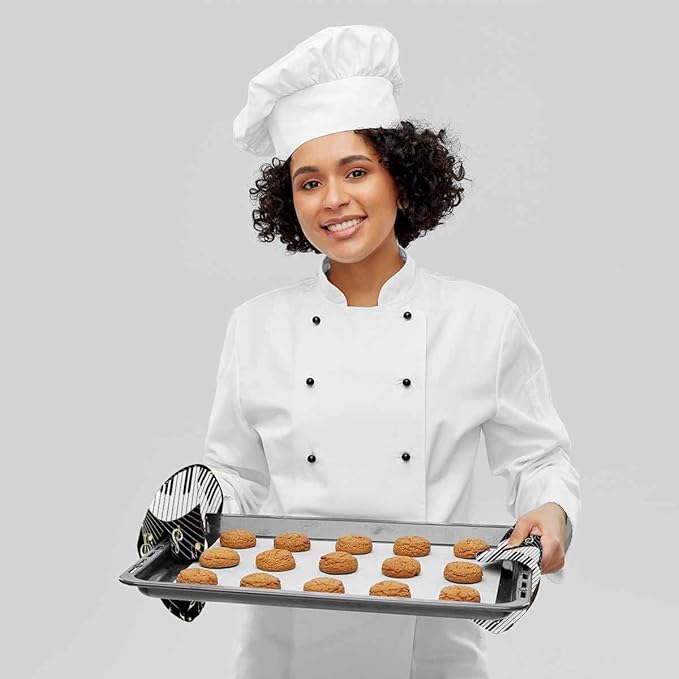 Mxocom Piano and Music Note Heat-Resistant Oven Mitts and Pot Holder Instrument Melodic Letter Twinkle Black Kitchen Non-Slip Cooking Microwave Gloves for Cooking Baking Grilling