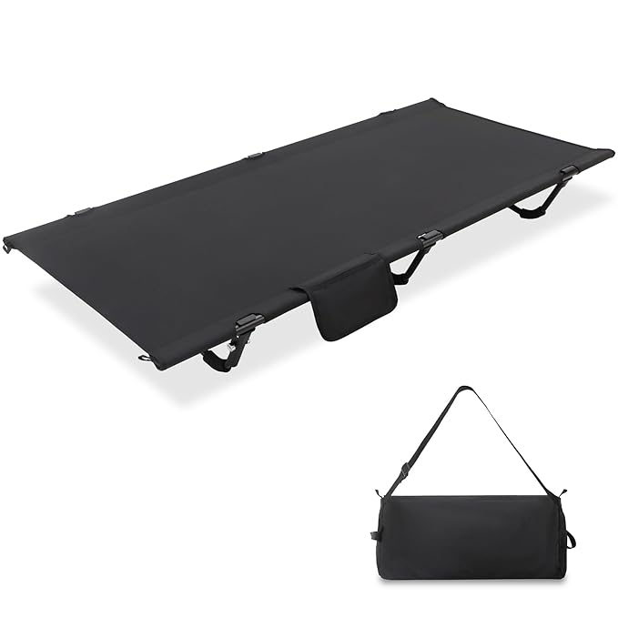 REDCAMP Kids Cot for Sleeping 2-7 Years, Portable Travel Toddler Cot Bed with Carry Bag, Lightweight for Outdoor Indoor Home, Black
