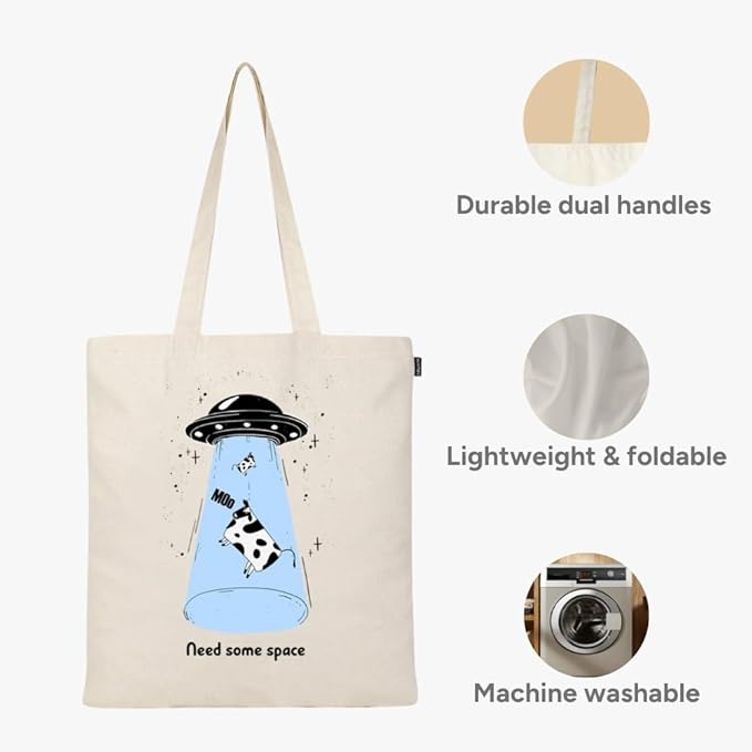 Eco Right Tote Bag for Women, Reusable Grocery Bag, Canvas Tote Bag for Shopping, Cotton Bag for Daily Use, Gifts for Women